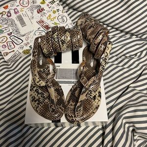 Free People snake skin wrap sandals